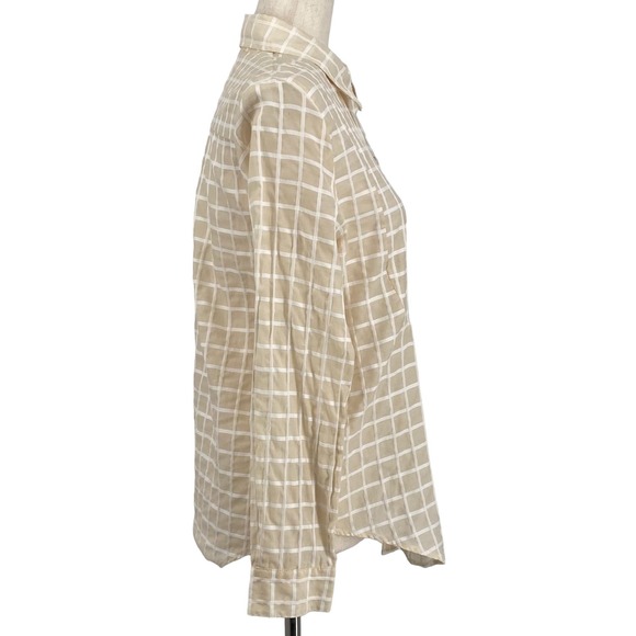 Objects Without Meaning Plaid Button Front Long Sleeve Shirt S Cotton Silk - Picture 2 of 12